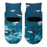 Shark Pattern Ocean All Over Toddler Ankle Socks