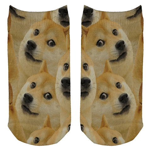 Doge Meme All Over Adult Ankle Socks front view