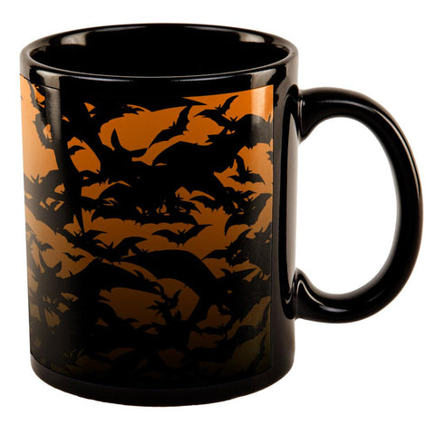 Halloween Bats in Flight All Over Black Out Coffee Mug