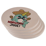 Christmas Narwhal Narwhay No Way Jose Set of 4 Round Sandstone Coasters