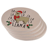 Christmas Fa La Llama Set of 4 Round Sandstone Coasters