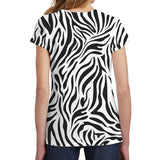 Halloween Costume White Zebra Pattern All Over Big Kid Costume T Shirt with Zebra Ears Headband - back view