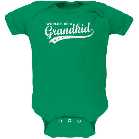 World's Best Grandkid Kelly Green Soft Baby One Piece  front view