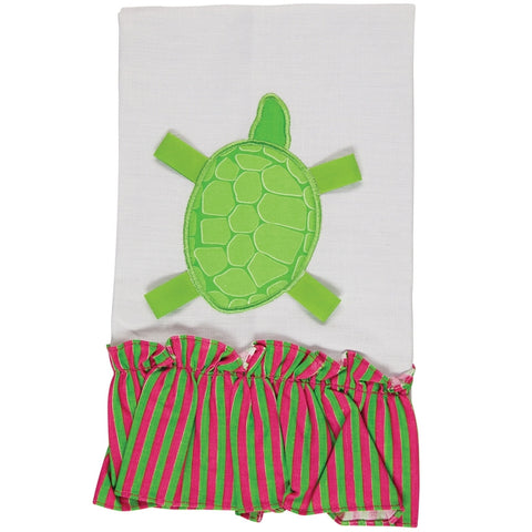 Turtle Sitting Ruffled Hand Towel