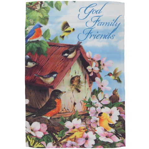 Songbirds Sitting in Flowers Mini Flag