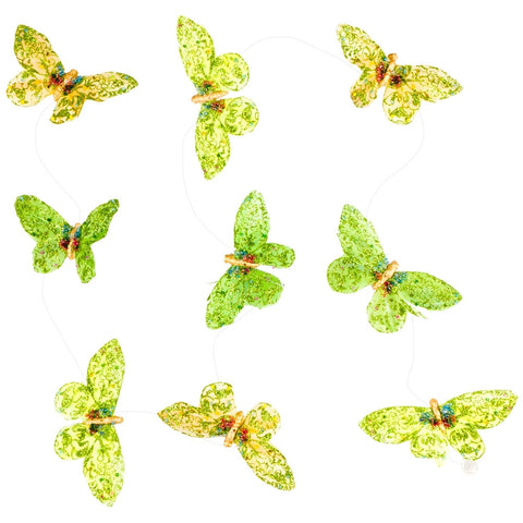 Green and Yellow Butterfly Glitter Garland