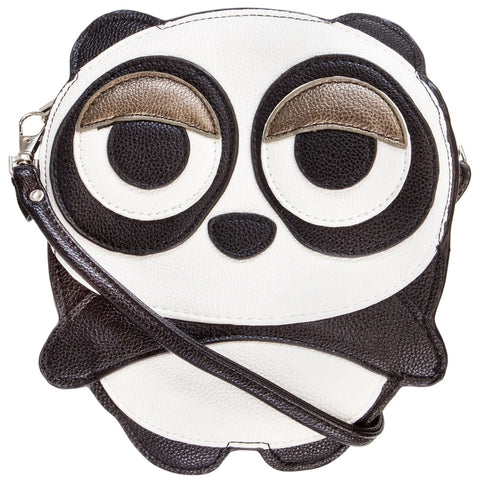 Sleepyville Panda Body Vinyl Cross Body Shoulder Bag - front view