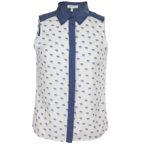 Camel Print Chambray Women's Shirt