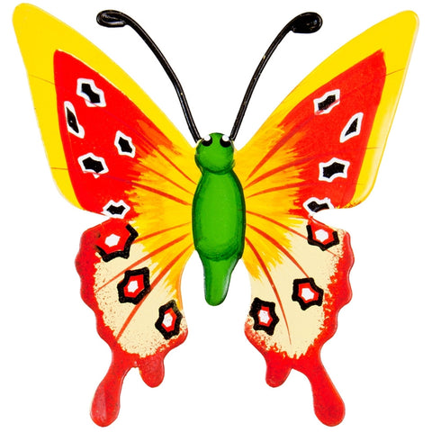 Yellow Butterfly Body Bobble Metal Magnet