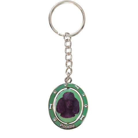 Poodle Portrait Oval Metal Keychain