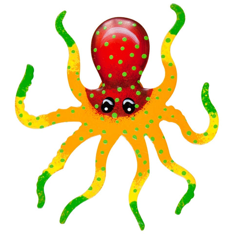 Orange Octopus Body Bobble Metal Magnet