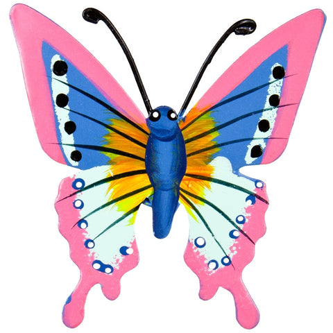 Pink Butterfly Body Bobble Metal Magnet