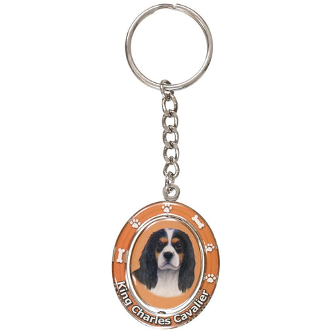 King Charles Cavalier Portrait Oval Metal Keychain
