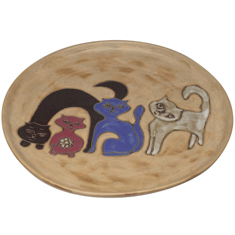 Cat Family Hand-Etched Serving Platter