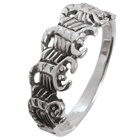 Scorpion Circle Sterling Silver Ring