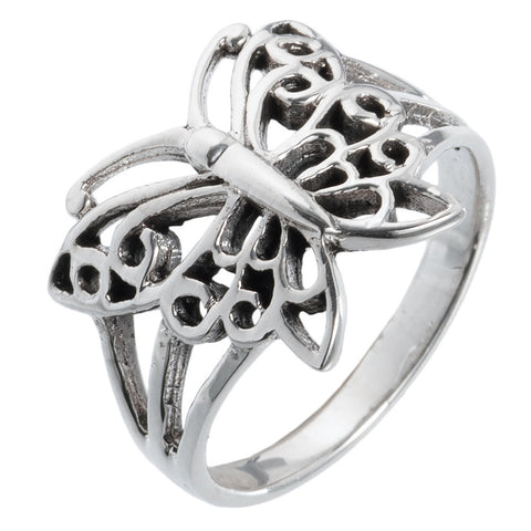 Butterfly With Pointed Wings Sterling Silver Ring