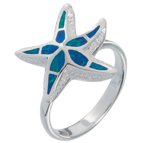 Sea Star With Opal Inlay Sterling Silver Ring