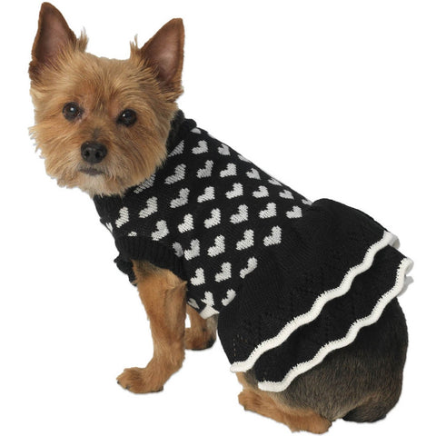 Sera's Repeat Heart Black Dog Sweater Dress