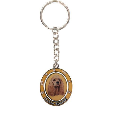 Buff Cocker Spaniel Portrait Oval Metal Keychain