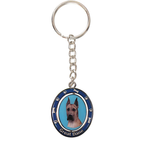 Great Dane Portrait Oval Metal Keychain