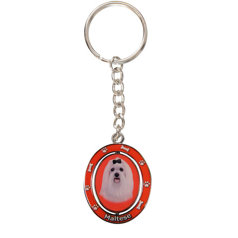 Maltese Portrait Oval Metal Keychain