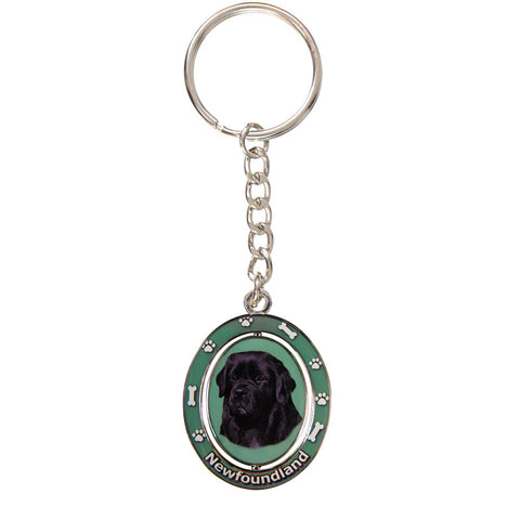 Newfoundland Portrait Oval Metal Keychain