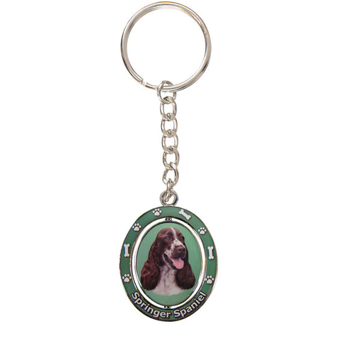 Springer Spaniel Portrait Oval Metal Keychain