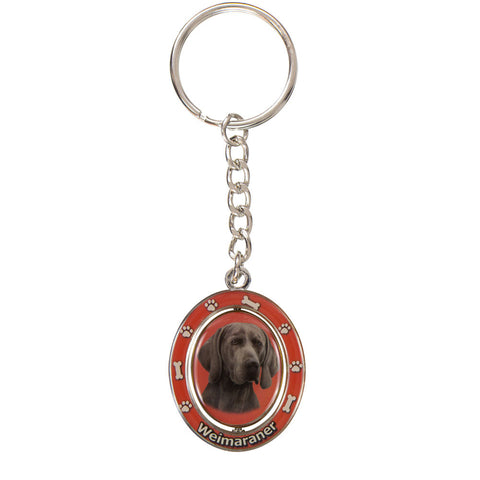 Weimaraner Portrait Oval Metal Keychain