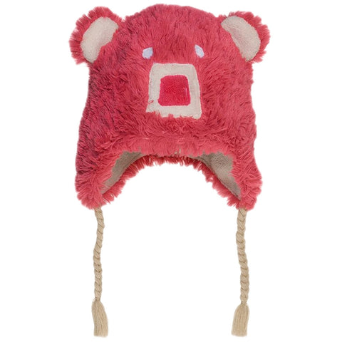 Pink Bear Toddler Fuzzy Fleece Hat