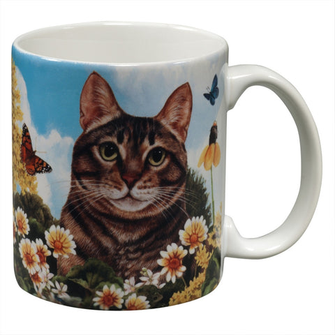 Tabby Cat Garden Party Fun Mug