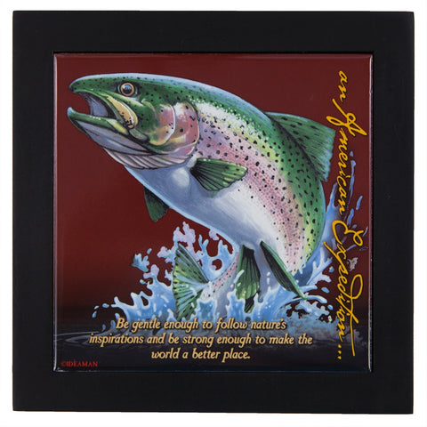Rainbow Trout Wood Framed Trivet