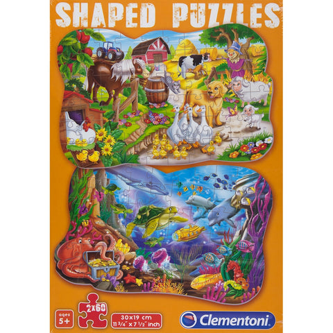 Funny Animals Shaped 60-Piece Puzzle 2-Pack