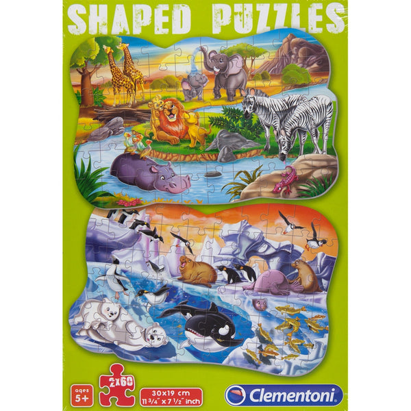 Cute Animals Shaped 60-Piece Puzzle 2-Pack –