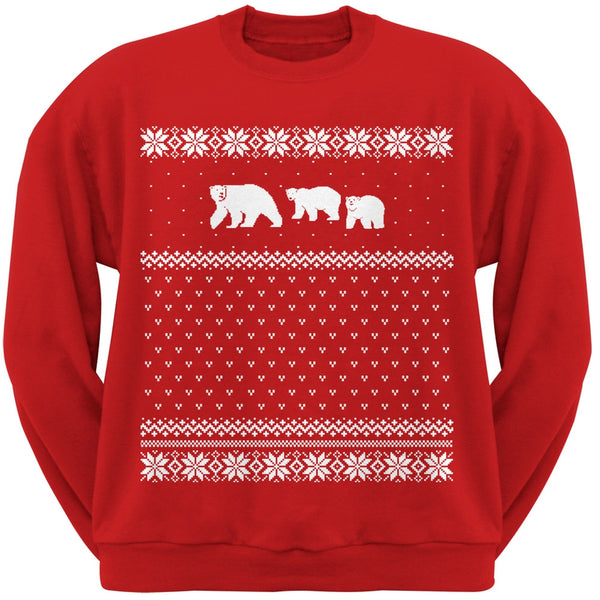 Polar Bears Ugly Christmas Sweater Red Crew Neck Sweatshirt