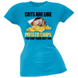 Cats Are Like Potato Chips Juniors Green T-Shirt