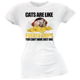Cats Are Like Potato Chips Juniors Green T-Shirt