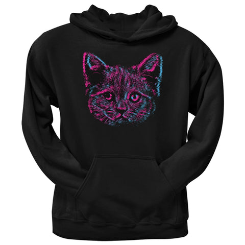 3D Cat Face Black Adult Pullover Hoodie