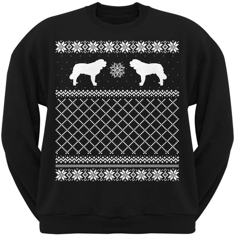 Saint Bernard Black Adult Ugly Christmas Sweater Crew Neck Sweatshirt
