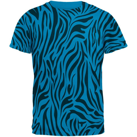 Zebra Print Blue All Over Sapphire Blue Adult T-Shirt