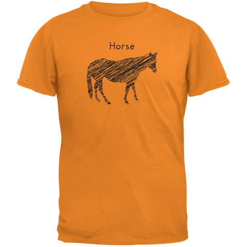 Horse Scribble Drawing Orange Youth T-Shirt