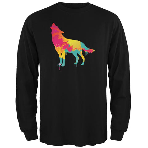 Splatter Wolf Black Adult Long Sleeve T-Shirt