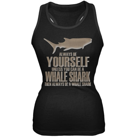 Always Be Yourself Whale Shark Black Juniors Soft Tank Top