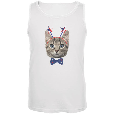 4th of July Funny Cat White Adult Tank Top