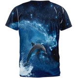 Dolphin IN SPACE Ocean Wave All Over Adult T-Shirt