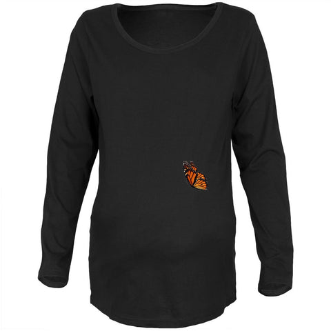 Monarch Butterfly Wings Costume Black Maternity Long Sleeve T-Shirt