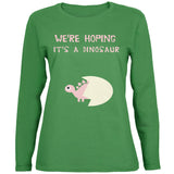 We're Hoping It's a Dinosaur Girl Black Womens Long Sleeve T-Shirt