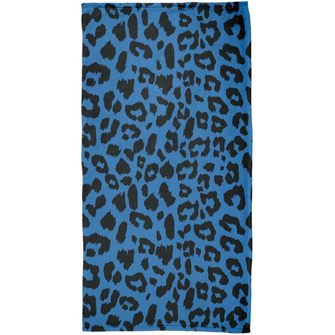 Blue Cheetah Print All Over Plush Beach Towel