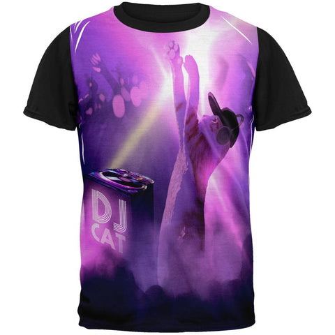 DJ Kitty Cat Club Adult Black Back T-Shirt