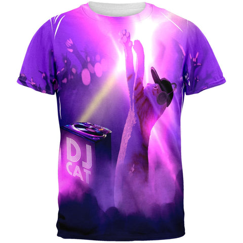 DJ Kitty Cat Club All Over Adult T-Shirt