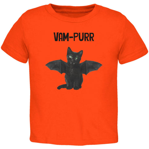 Halloween Cat Vampire Vam-purr Orange Toddler T-Shirt
